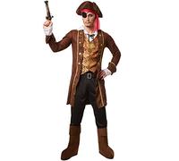 dressforfun Costume da uomo - Re dei pirati | Mantello con decorazioni dorate e risvolti alle maniche | incl. Tricorno con nastro, cintura e benda (M | no. 301785)