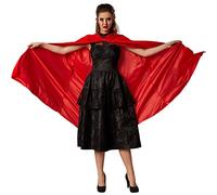 dressforfun Mantello in velluto con cappuccio | Unisex | Mantello senza maniche con chiusura a strappo | Abbinabile a molti costumi (158 cm | Rosso | no. 301865)