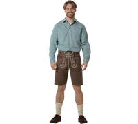dressforfun Pantaloni in Similpelle Uomo Vegani, Lederhosen Oktoberfest, Costume Bavarese, con Bretelle Regolabili, Ricami Tradizionali, Ideali per Oktoberfest e Feste Popolari, Trachten -Marrone, 48
