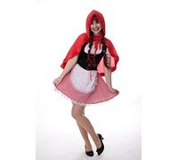 dressmeup - Costume Donna Dirndl Cuffia Sexy Cappuccetto Rosso Taglia S/M L213