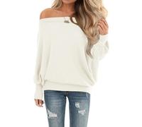 Dressmine Maglia a cialda da donna con spalle scoperte oversize a maniche lunghe a tunica camicie pullover maglioni