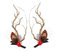 DRESSOOS 1 Paio Fermaglio per con corno luminoso Fiocchi per fascia marrone con clip antenne fermacapelli natalizi Lucentezza della forcina fermagli per natalizi pp