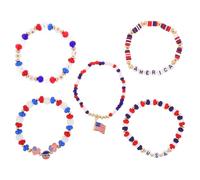DRESSOOS 1 set di braccialetti con perline per il 4 luglio - Braccialetti patriottici rossi, e blu - Gioielli dell'amicizia con perline elastiche impilabili con bandiera americana USA - Accessori per