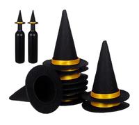 DRESSOOS 10 Pezzi Cappello Mago Mini in Feltro Nero per Bottiglia | Copri Bottiglia Decorativo, Stile Strega per Stagione di Halloween, per Amanti e Lavoretti Creativi