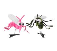 DRESSOOS 2 fermagli per capelli a forma di zanzara per donna - Fermagli per capelli a forma di insetto, accessori per cosplay, feste a tema, spettacoli teatrali (verde, rosa)