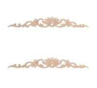 DRESSOOS 2 Pezzi Applique da Parete Interno in Legno Beige Fiore di Loto Scolpito, Resistente e Raffinato, Decorazione per Mobili e Armadi Simbolo di Armonia e Buona Fortuna