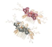 DRESSOOS 2 pezzi Pettine per Capelli da Sposa in Perle e Fiori Accessorio Leggero e Sicuro per Acconciature Eleganti da Matrimonio per Damigelle e Spose