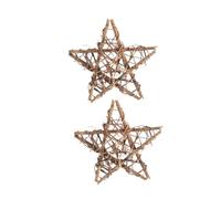 DRESSOOS 2 Pezzi Stelle a Cinque Punte in Rattan Marrone Decorazioni Natalizie Creative per Appendere Interni e Decorare la Casa