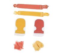 DRESSOOS 2sets Guanti Esfolianti e Teli Da Bagno Kit Completo Per Massaggio e Pulizia Della Colori Caldi e Mattone Per Esfoliazione Profonda e Rilassante