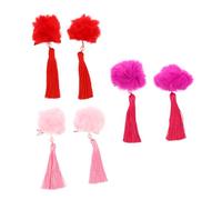 DRESSOOS 3paia Fermagli Per Con Palle Frange Stile Cinese Accessori Eleganti Per Ragazze Di Decorazioni Adorabili Per Bambine e Piccole Amiche