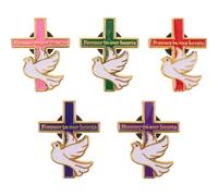 DRESSOOS 5 spille commemorative cristiane a forma di croce - Spilla funebre a forma di colomba smaltata - Distintivo commemorativo "Per sempre nei cuori" per il Giorno della Memoria,