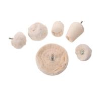 DRESSOOS 6 Pezzi Testa di Lucidatura Gambo 1/4 Pollici Acciaio | Ruota Bianca per Finitura a Specchio e Cera, Forme Cilindrica, Cono e Fungo per Stampi e Lavori Artigianali
