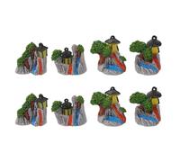 DRESSOOS 8 pezzi di ornamenti in miniatura per rocce: mini montagna rocciosa con statuetta di lanterna luminosa - Accessori per giardino zen per la decorazione di terrari da scrivania e micro paesaggi