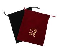 DRESSOOS Borsa Coulisse per Asciugacapelli Set 2 Pezzi 230x270 Mm Morbido Nero e Rosso, Organizer Compatto per Viaggio e Forniture Camera Ospiti, Custodia Porta Phon Versatile per Piccoli