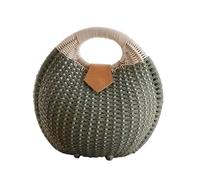 DRESSOOS Borsa Donna in Rattan Verde a Forma di Conchiglia Chiusura a Bottone per Sicurezza, Borsa alla Moda e Capiente per Uso Quotidiano e Feste