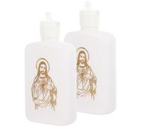 DRESSOOS Bottiglia d Acqua Santa Cattolica 2 Pezzi da 100ml in Plastica Bianca Riutilizzabile e Lavabile per Cerimonie Religiose e Benedizioni Sacre