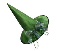 DRESSOOS Cappello da strega in tessuto: cappello da spaventapasseri con fiocco per uomo e donna - Accessori da strega unisex per Halloween - a cono da mago a larga