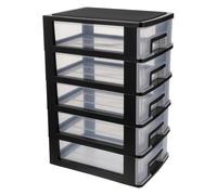 DRESSOOS Cassettiera Piccola Cinque Cassetti in Plastica Pp, Leggera e Portatile, Organizer da Scrivania per Soggiorno e Studio