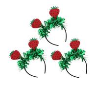 DRESSOOS Cerchietti Hawaiani Fragola 3 Pezzi in Feltro e Plastica Design alla Moda, Materiale Confortevole che Previene la Tensione dei Chioma, per Feste Tropicali e Spiaggia