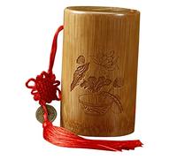 DRESSOOS Contenitore Monete Cilindrico in Bamboo Naturale Salva Soldi Robusto e Resistente Per Uso Domestico Serbatoio Monete Vintage Con Base Stabile Decorazione Da Scrivania Stile Cinese