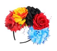 DRESSOOS Di Fiori Di Rosa Simulata Con Fascia Floreale Per Da Donna Accessorio Per Feste Rosso-arancione-nero-rosso