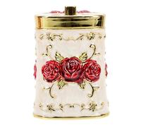 DRESSOOS Dispenser per Stuzzicadenti Retrò in Plastica Oro Decorazione a Rosa in Rilievo, Piccolo e Leggero per Organizzare gli Stuzzicadenti, la Vita Familiare e Festival