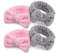 DRESSOOS Fascia per Chioma Donna in Pile Corallo 4 Pezzi, Fascia Spa Semplice e Confortevole per Lavaggio Viso e Skincare, Tutto L'anno