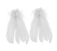 DRESSOOS Fermaglio per Chioma con Piume e Perle Design a Clip Laterale in Lega Bianca Stile Antico ed Etnico Elegante per Matrimoni e Feste Ragazze Donne