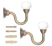 DRESSOOS Ganci per Tende in Lega di Zinco 2 Pezzi Testa Rotonda e Cristallo, Design Elegante Classico, Facile Installazione e Rimozione la Casa e Finestre