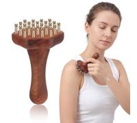 DRESSOOS Massaggiatore manuale per meridiani: spazzola massaggiante in legno a 24 denti, pettine massaggiante per cuoio capelluto e corpo - strumento Guasha per testa, schiena e addome