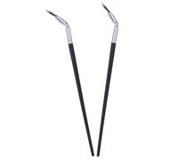DRESSOOS Pennello Make Up a Ventaglio Angolato per Inferiori 2 Pezzi, Manico in Legno e Tubo in Rame, per Occhi e Sopracciglia