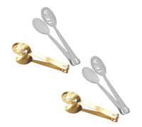 DRESSOOS Pinze da Tè in Acciaio Inossidabile 4 Pezzi Cucchiaio Integrato e Colino Resistente alla Ruggine, Accessori per Tè da Bustina e Foglie Sfuse per Ufficio