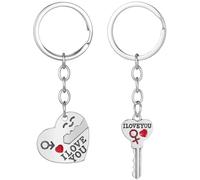 DRESSOOS Portachiavi in Lega di Zinco Argento Design Elegante Coppia a Forma di Cuore e Dimensioni Portatili, Idea Regalo la Festa degli Innamorati