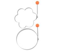 DRESSOOS Set 2 Pezzi Stampi per Uova in Acciaio Inossidabile, Anelli per Frittata Manico, Forma Circolare a Fiore, Facili da Usare in Cucina