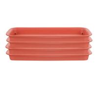 DRESSOOS Set 4 Pezzi Vassoi Rettangolari per Vaso Piante in Plastica Rossi, Protezione per Pavimenti e Mobili, per Giardino e Esterno