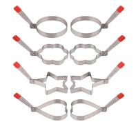 DRESSOOS Set 8 Pezzi Stampi per Uova in Acciaio Inossidabile Forme Cuore, Stella e Fiore, Facile da Usare per Cucina Familiare e Occasioni Festive
