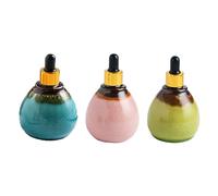DRESSOOS Set di 3 Flaconi Contagocce per Oli Essenziali in Ceramica a Tenuta Stagna Contenitori Ricaricabili Rosa Verde