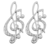 DRESSOOS Spille da Donna 2 Pezzi a Forma di Nota Musicale Perla Falsa in Lega di Zinco Argento, Resistenti allo Scolorimento, per Fissare Abiti e Feste