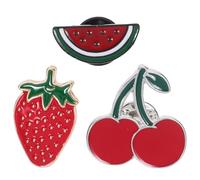 DRESSOOS Spille Frutta 3 Pezzi per Donna in Lega Leggera e Portatile Design Anguria, Fragola e Ciliegia, Perfette per Cappelli e Raduni Estivi