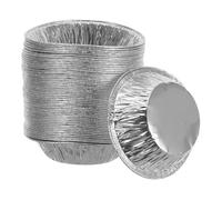 DRESSOOS Stampo Tondo per Torta Usa e Getta in Alluminio Argento, 50 Pezzi da 5 Pollici, Resistente a Freezer e Riscaldamento, per Cottura e Pasti Veloci