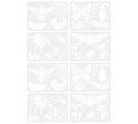 DRESSOOS Stencil per 8 Fogli Riutilizzabili in Pet per Disegni di Ciclo di Crescita Animali come Api e Cicale, Lavabile, per Progetti Scolastici e Creazione di Carte