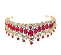 DRESSOOS Ti Presento Titolo Generato Per Tuo Prodotto Nuziale Da Sposa in Strass Rosso Accessori Per Eleganti Headwear Per Matrimonio Feste Decorazione Unica Distintiva Per Da Sposa