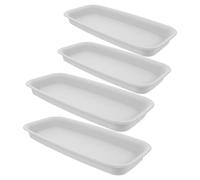 DRESSOOS Vassoi Rettangolari Raccogligocce Eleganti e Semplici Set 4 per Vasi di Piante in Pp Bianco per Proteggere Superfici in Decorazione Casa Interna
