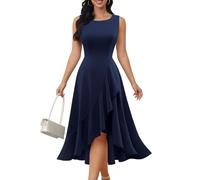 DRESSTELLS Abiti da Cocktail per Le Donne, invitati a Nozze Autunno 2023 Senza Maniche, Abito da Chiesa Formale e Svasato Marina Militare M