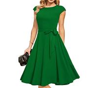 DRESSTELLS Abito da tè Vintage per Donne, Abiti da Cocktail Party Anni '50, Abito da Damigella d'Onore Modesto per Matrimonio, Abito da Ballo in Forma, Abito da Lavoro Casual Aline Verde S