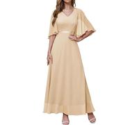 DRESSTELLS Abito formale da donna per la madre della sposa, abito da sposa per ospiti e damigelle d'onore, abito lungo da sera, Champagne, M