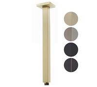 Drettyer Braccio doccia a soffitto con flangia, 50,8 cm, prolunga diritta quadrata di ricambio, braccio doccia lungo per soffione fisso a pioggia o soffitto alto, oro spazzolato