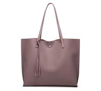 Dreubea - Borsa a tracolla da donna in morbida pelle sintetica, borsa tote, a spalla, a mano, con nappa, di grande capacità, Rosa scuro, Taglia unica