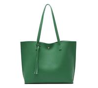Dreubea - Borsa a tracolla da donna in morbida pelle sintetica, borsa tote, a spalla, a mano, con nappa, di grande capacità, Verde foresta, Taglia unica