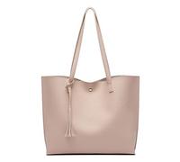 Dreubea Borsa a tracolla da donna in morbida pelle sintetica, con nappe di grande capacità, Rosa albicocca, Taglia unica